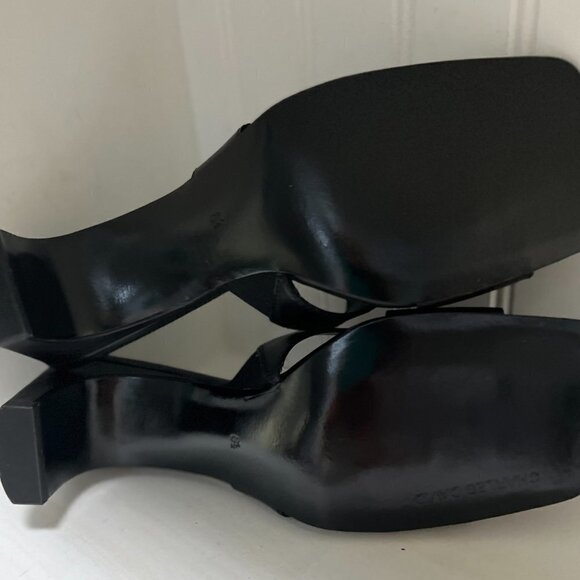 Charles David HARLEY LEATHER OPEN TOE HEEL SANDALS in Black Size 8.5 - Picture 11 of 12